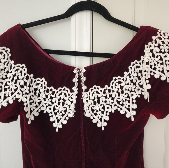 SOLD Scott McClintock Vintage Size 10 Velvet  Burgundy Formal Dress - Picture 6 of 10